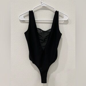 Vintage Black Mesh Low-back Detail Bodysuit